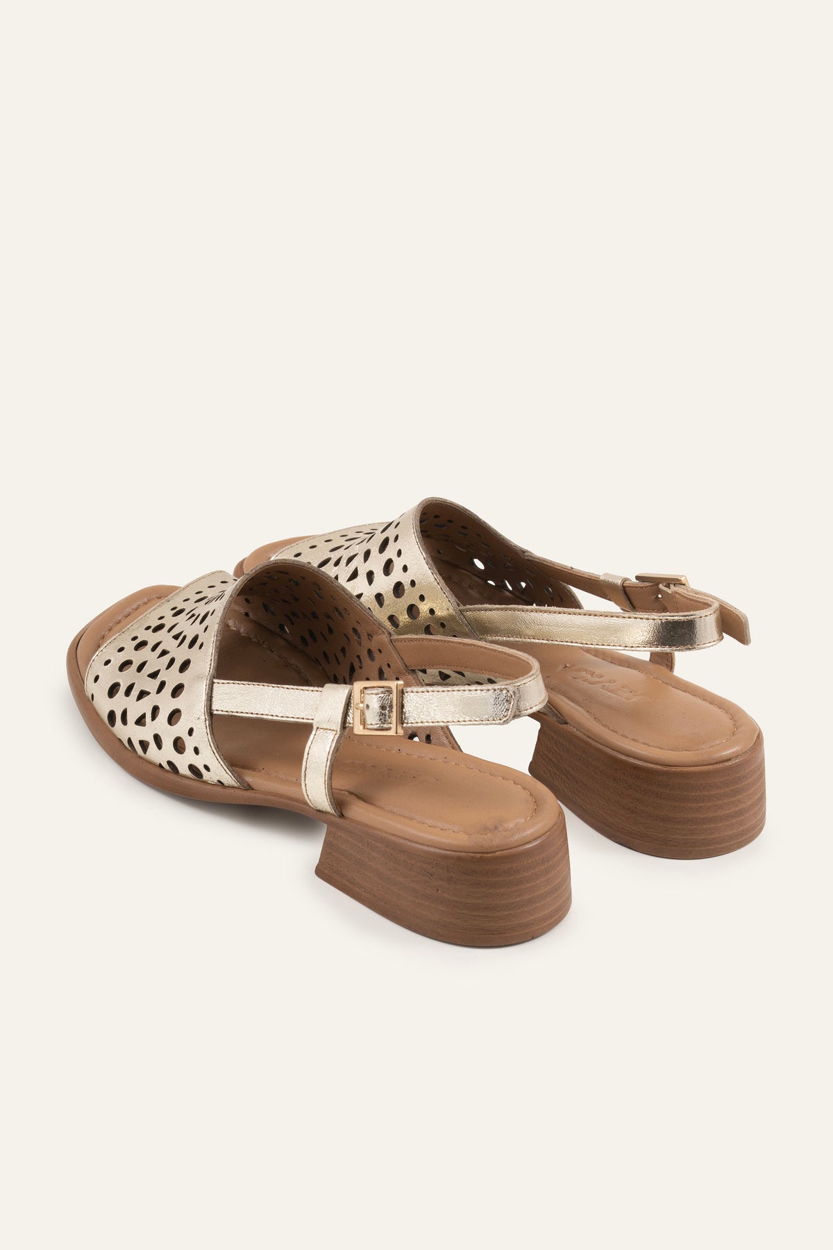 Atrani Genuine Leather Women Low Heel Sandals Gold - view 3