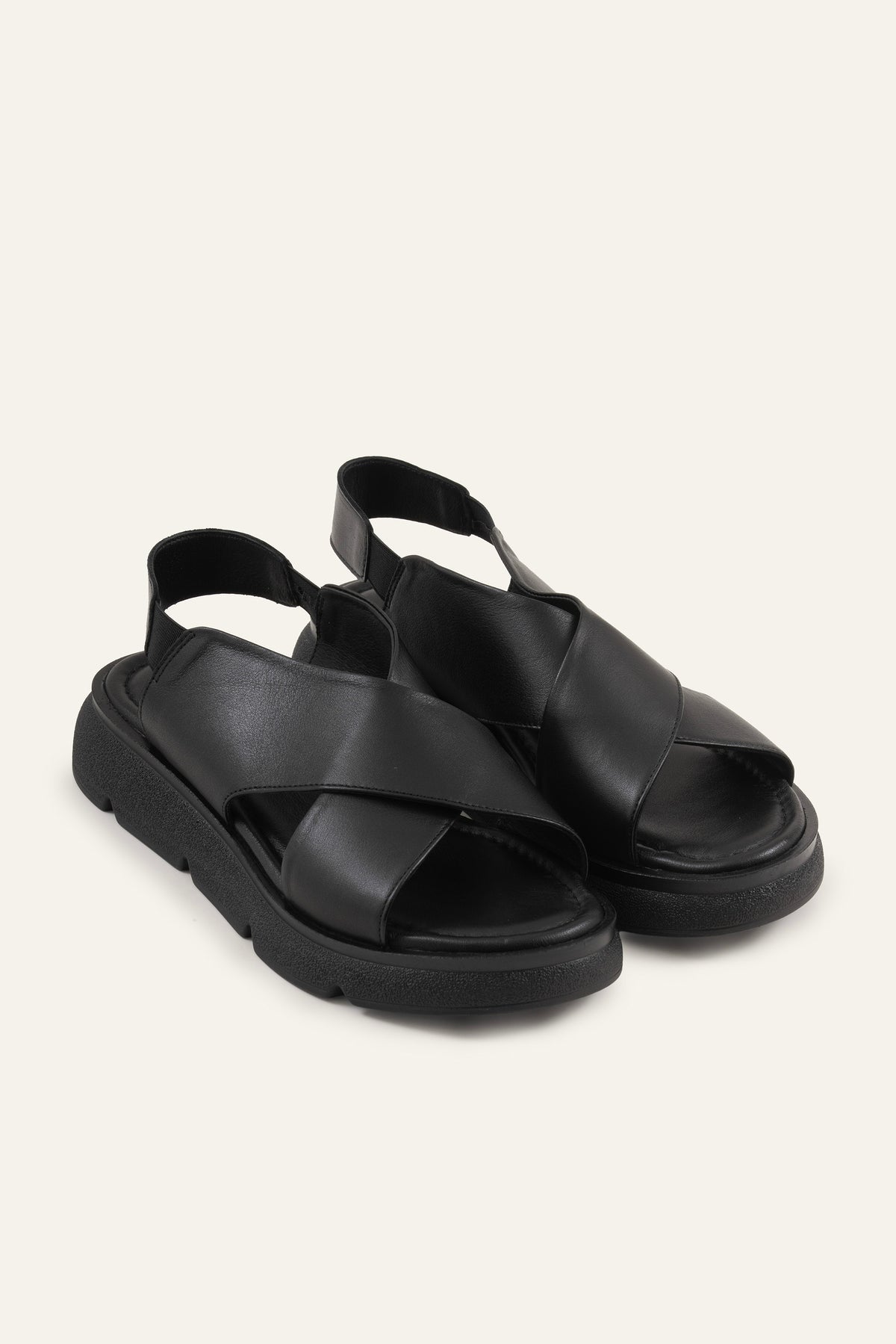 Bari Genuine Leather Women Platform Sandals Black - view 2