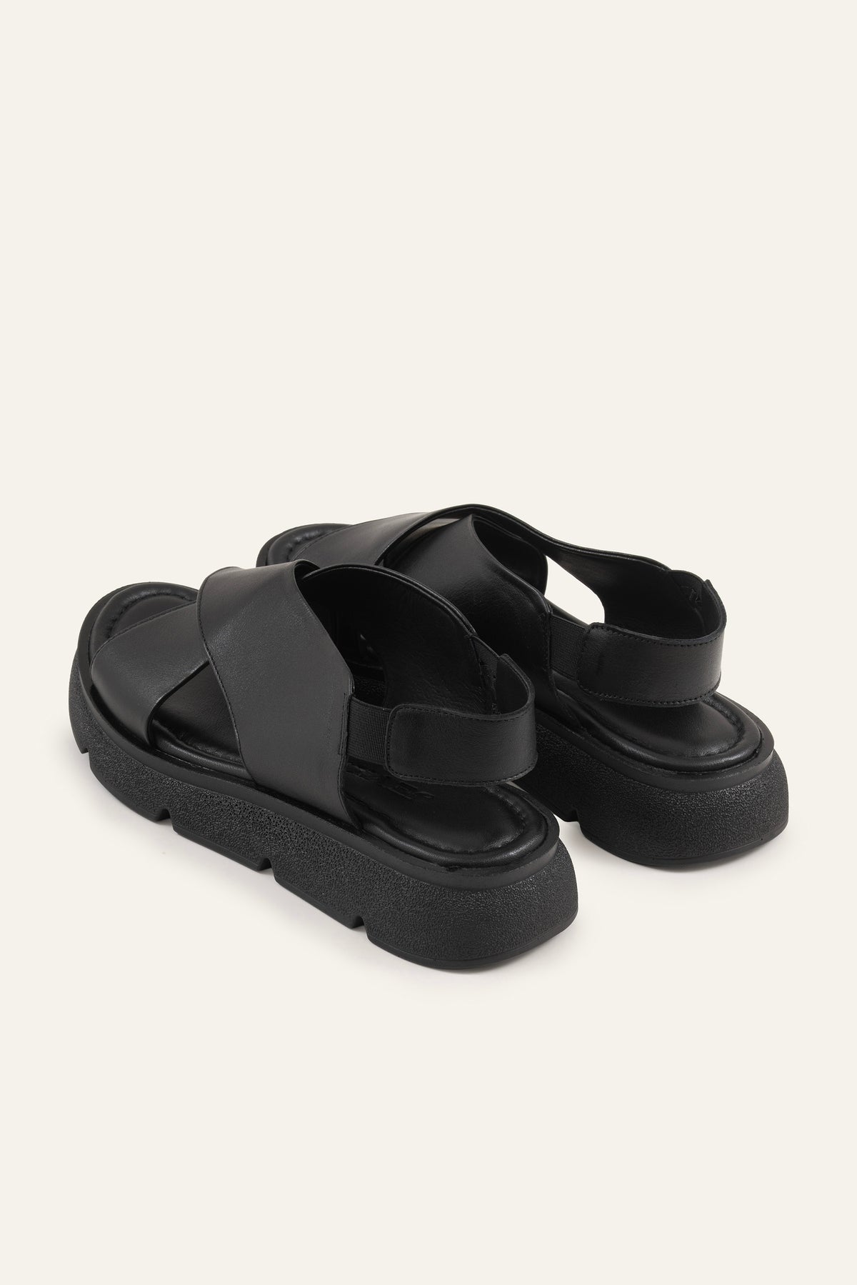 Bari Genuine Leather Women Platform Sandals Black - view 3