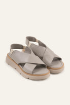 Bari Genuine Leather Women Platform Sandals Grey - view 2