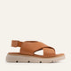 Bari Genuine Leather Women Platform Sandals Tan