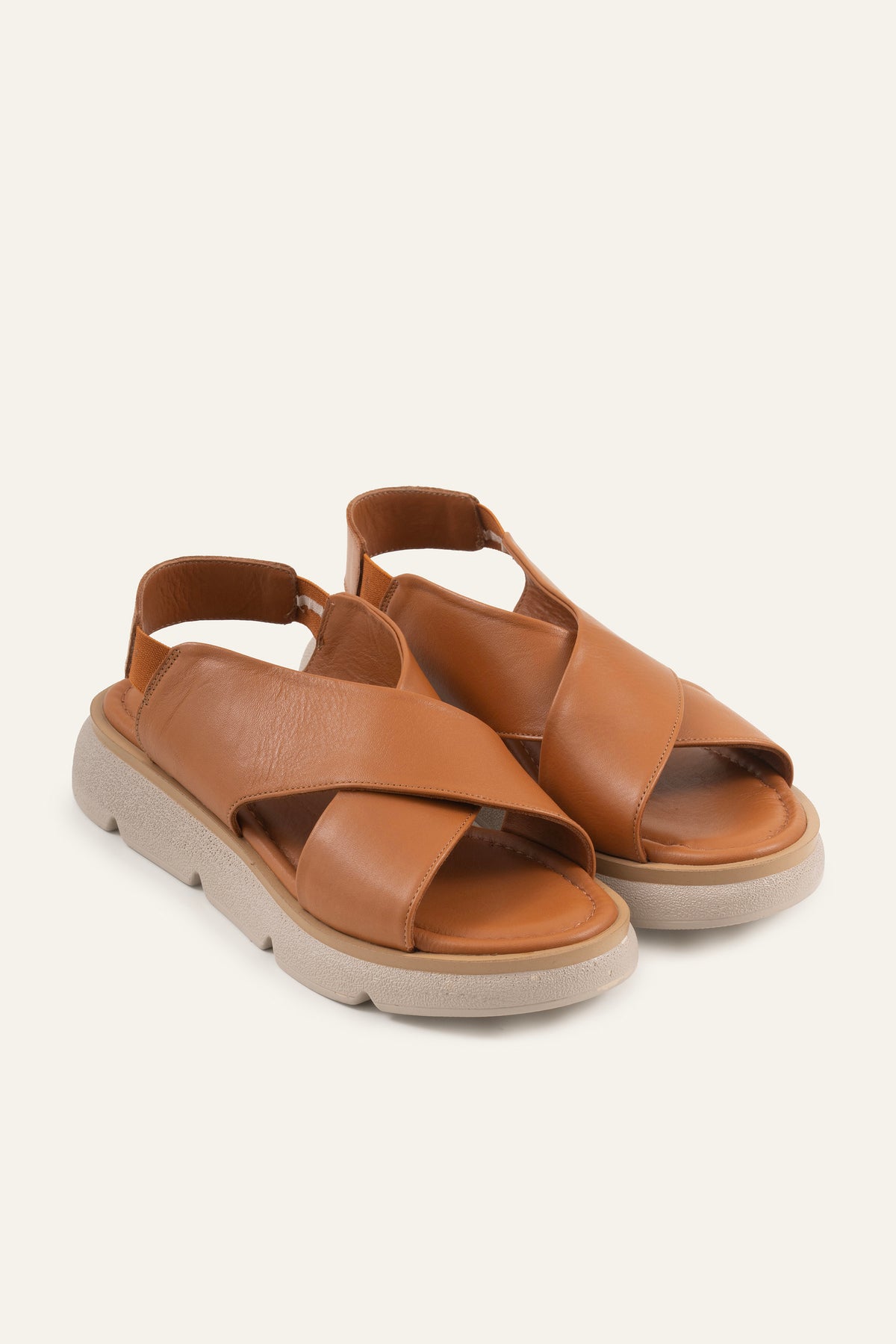 Bari Genuine Leather Women Platform Sandals Tan - view 2