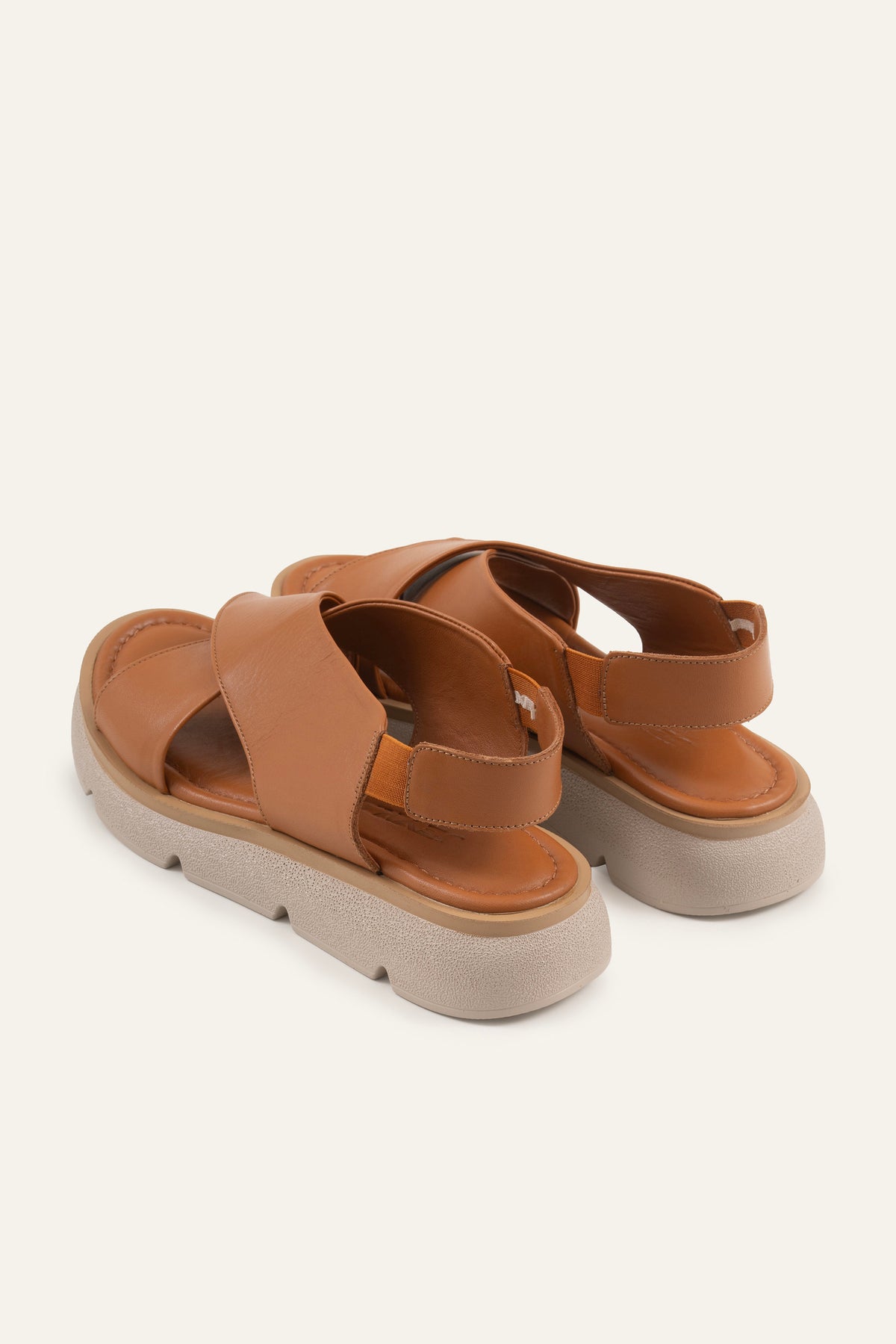 Bari Genuine Leather Women Platform Sandals Tan - view 3