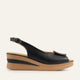 Bergamo Genuine Leather Women Wedge Sandals Black
