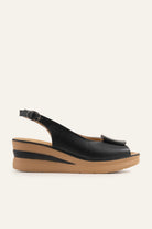 Bergamo Genuine Leather Women Wedge Sandals Black - view 1