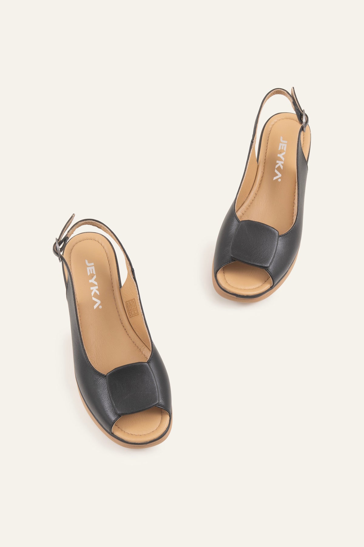 Bergamo Genuine Leather Women Wedge Sandals Black - view 2