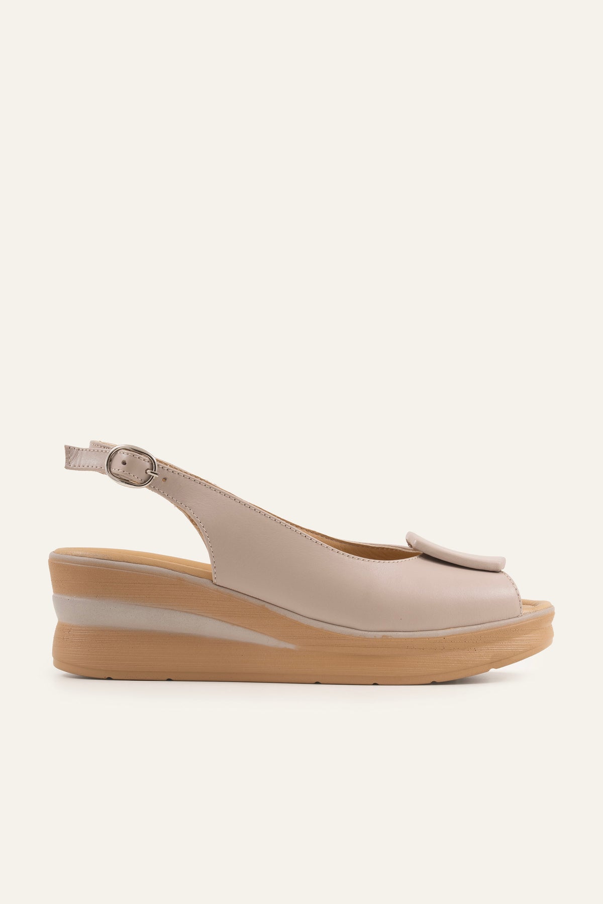 Bergamo Genuine Leather Women Wedge Sandals Grey - view 1
