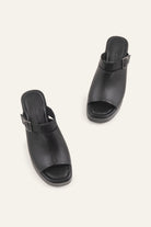 Bodrum Genuine Leather Women Platform Heel Mules Black - view 4