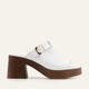 Bodrum Genuine Leather Women Platform Heel Mules White