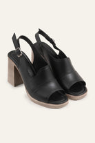 Brescia Genuine Leather Women Heeled Sandals Black - view 2