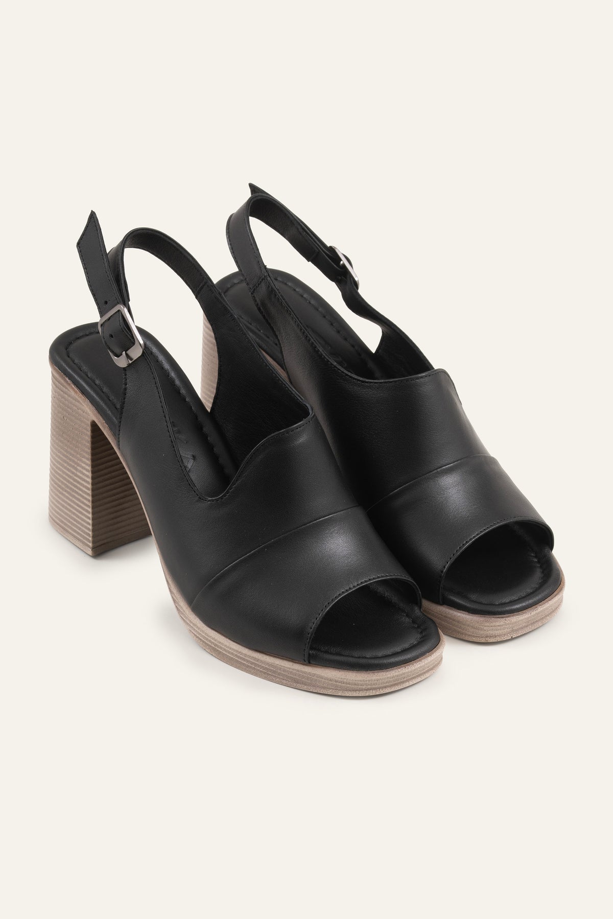 Brescia Genuine Leather Women Heeled Sandals Black - view 2