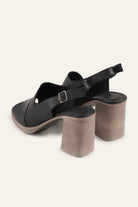 Brescia Genuine Leather Women Heeled Sandals Black - view 3
