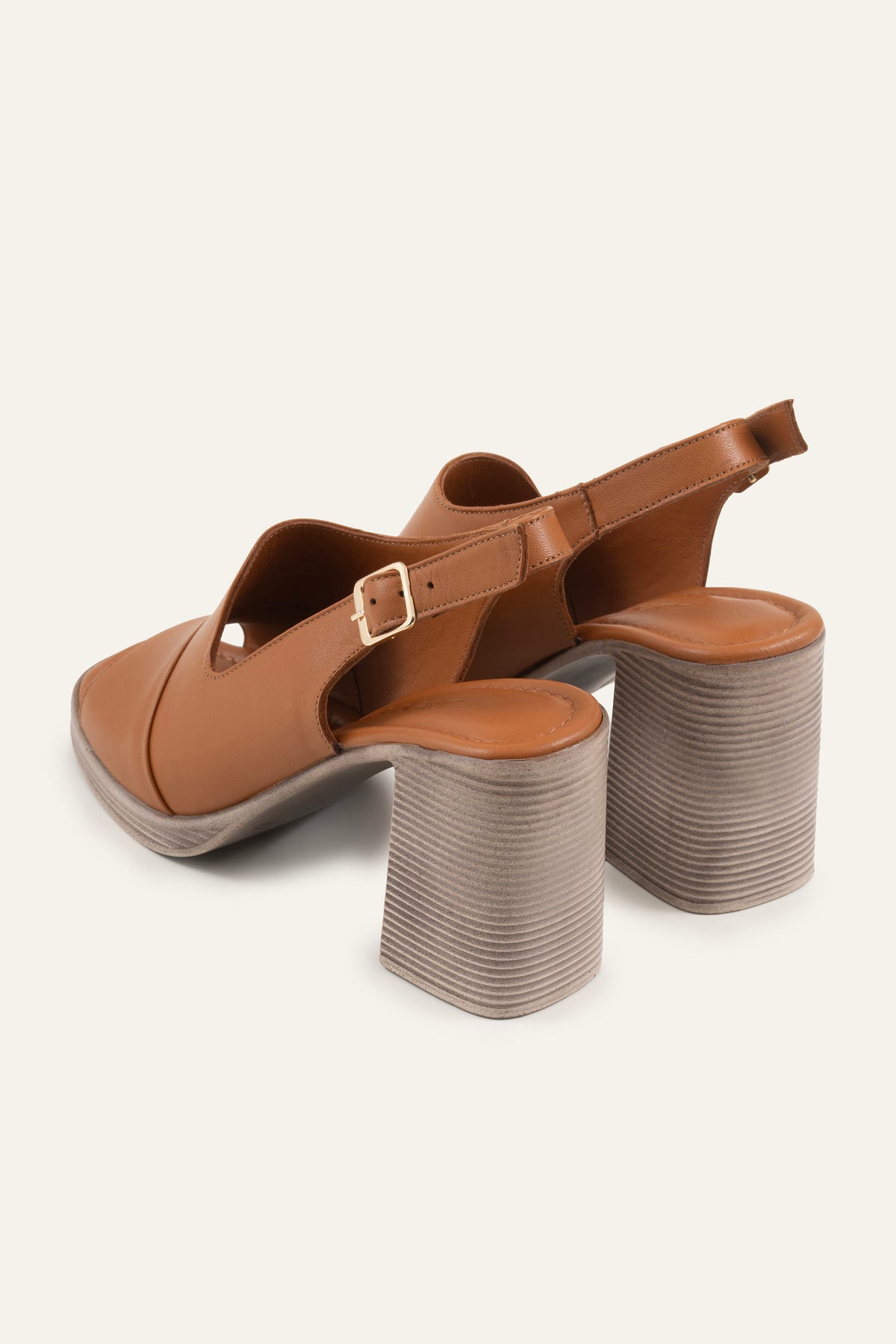 Brescia Genuine Leather Women Heeled Sandals Tan - view 3