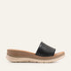 Cefalu Genuine Leather Women Wedge Slides Black