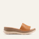 Cefalu Genuine Leather Women Wedge Slides Tan