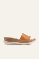 Cefalu Genuine Leather Women Wedge Slides Tan - view 1