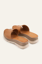 Cefalu Genuine Leather Women Wedge Slides Tan - view 3