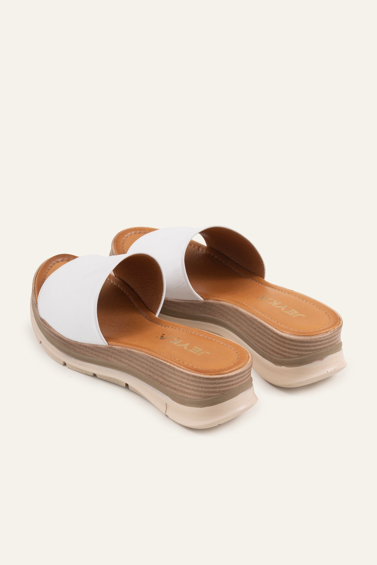 Cefalu Genuine Leather Women Wedge Slides White - view 3