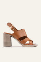 Cesme Genuine Leather Women Heeled Sandals Tan - view 1