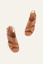 Cesme Genuine Leather Women Heeled Sandals Tan - view 4