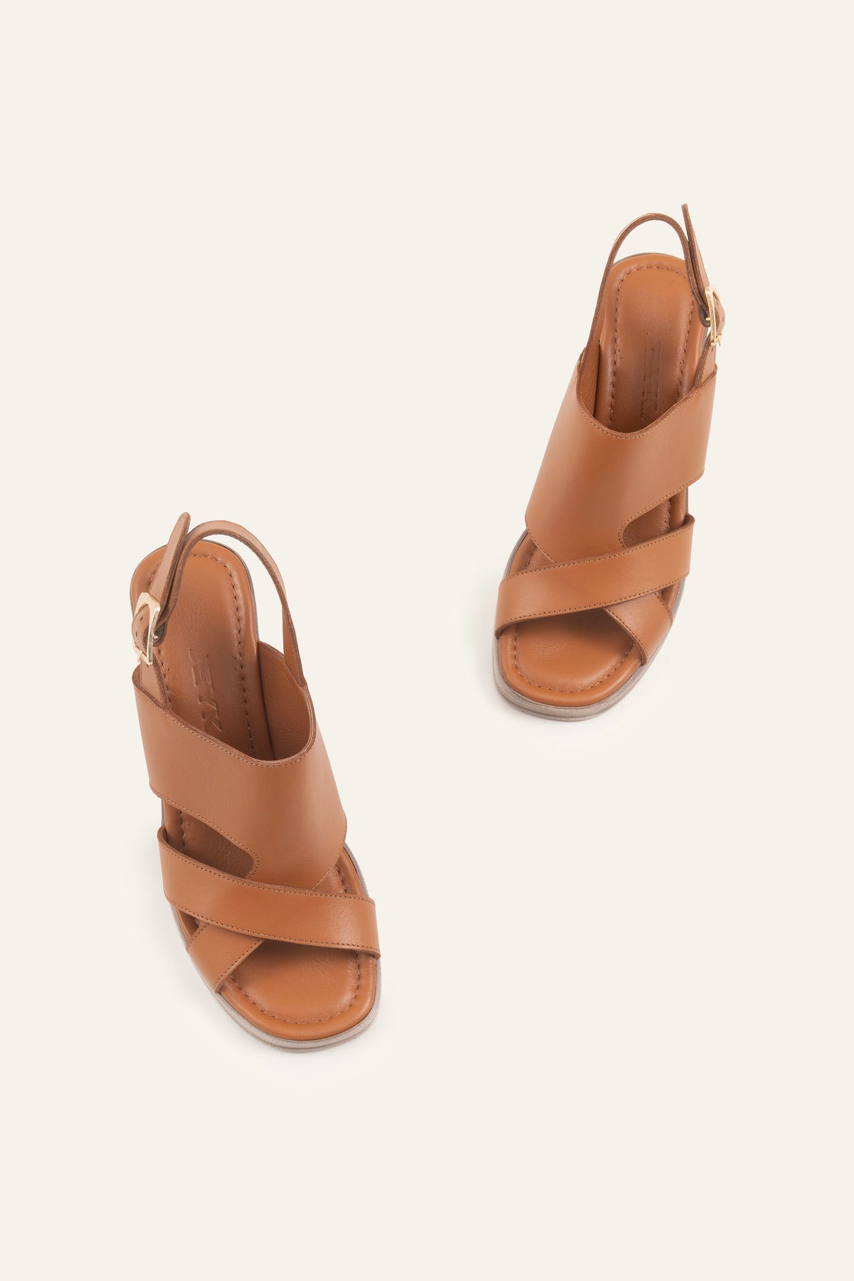 Cesme Genuine Leather Women Heeled Sandals Tan - view 4