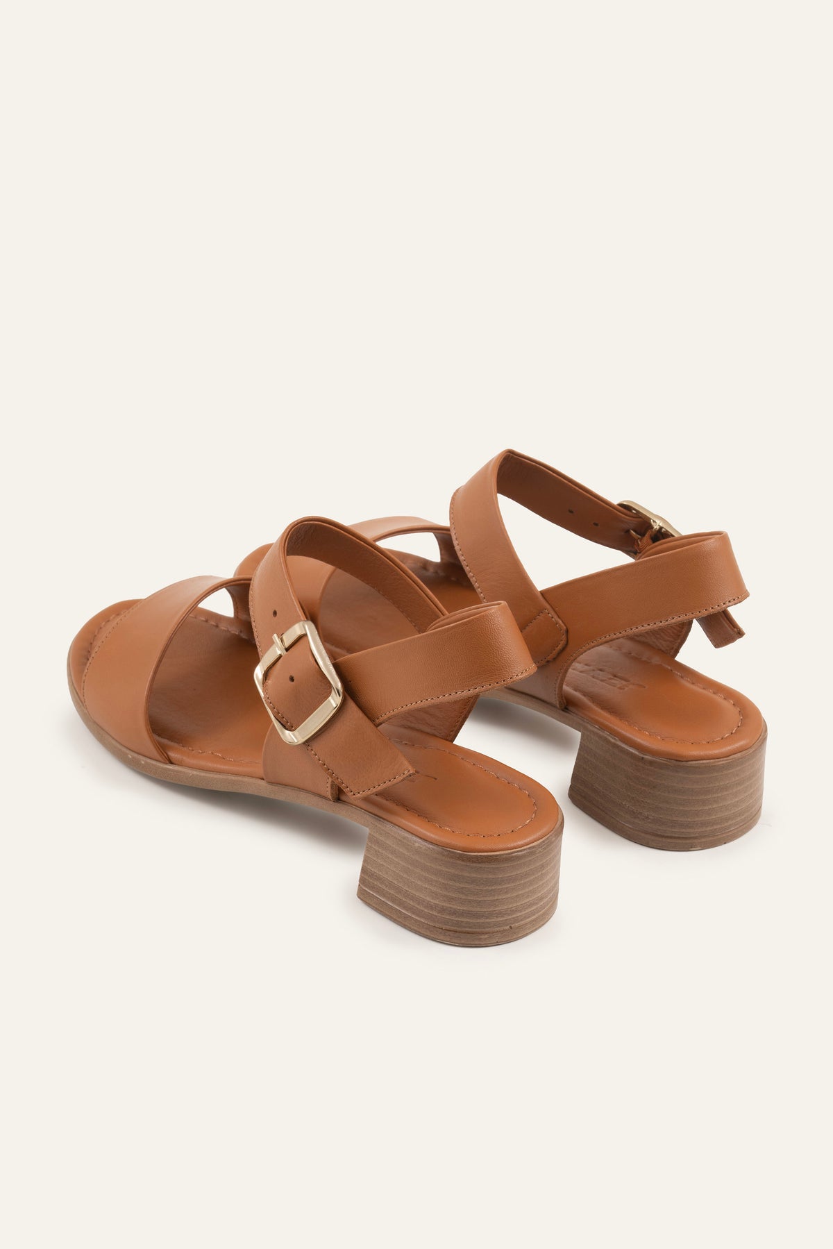 Cortona Genuine Leather Women Block Heel Sandals Tan - view 3