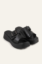 Datca Genuine Leather Women Platform Slides Black - view 2