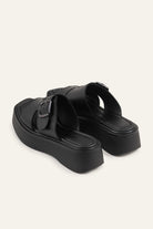 Datca Genuine Leather Women Platform Slides Black - view 3