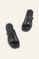 Datca Genuine Leather Women Platform Slides Black - view 4