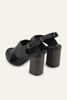 Firenze Genuine Leather Women Heeled Sandals Black - view 3