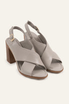Firenze Genuine Leather Women Heeled Sandals Grey - view 2