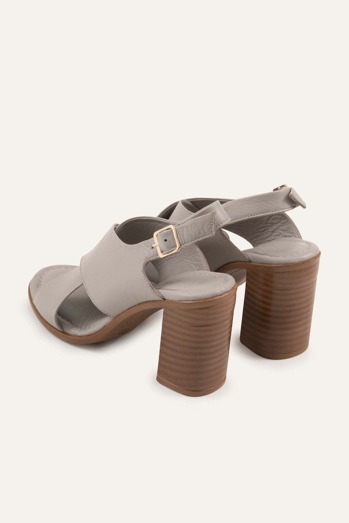 Firenze Genuine Leather Women Heeled Sandals Grey - view 3