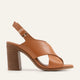 Firenze Genuine Leather Women Heeled Sandals Tan