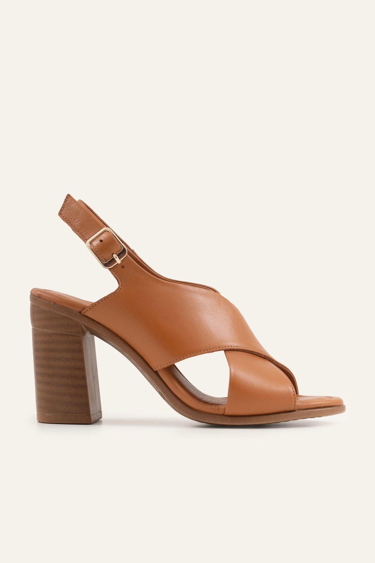 Firenze Genuine Leather Women Heeled Sandals Tan - view 1