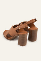 Firenze Genuine Leather Women Heeled Sandals Tan - view 3