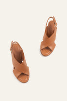 Firenze Genuine Leather Women Heeled Sandals Tan - view 4