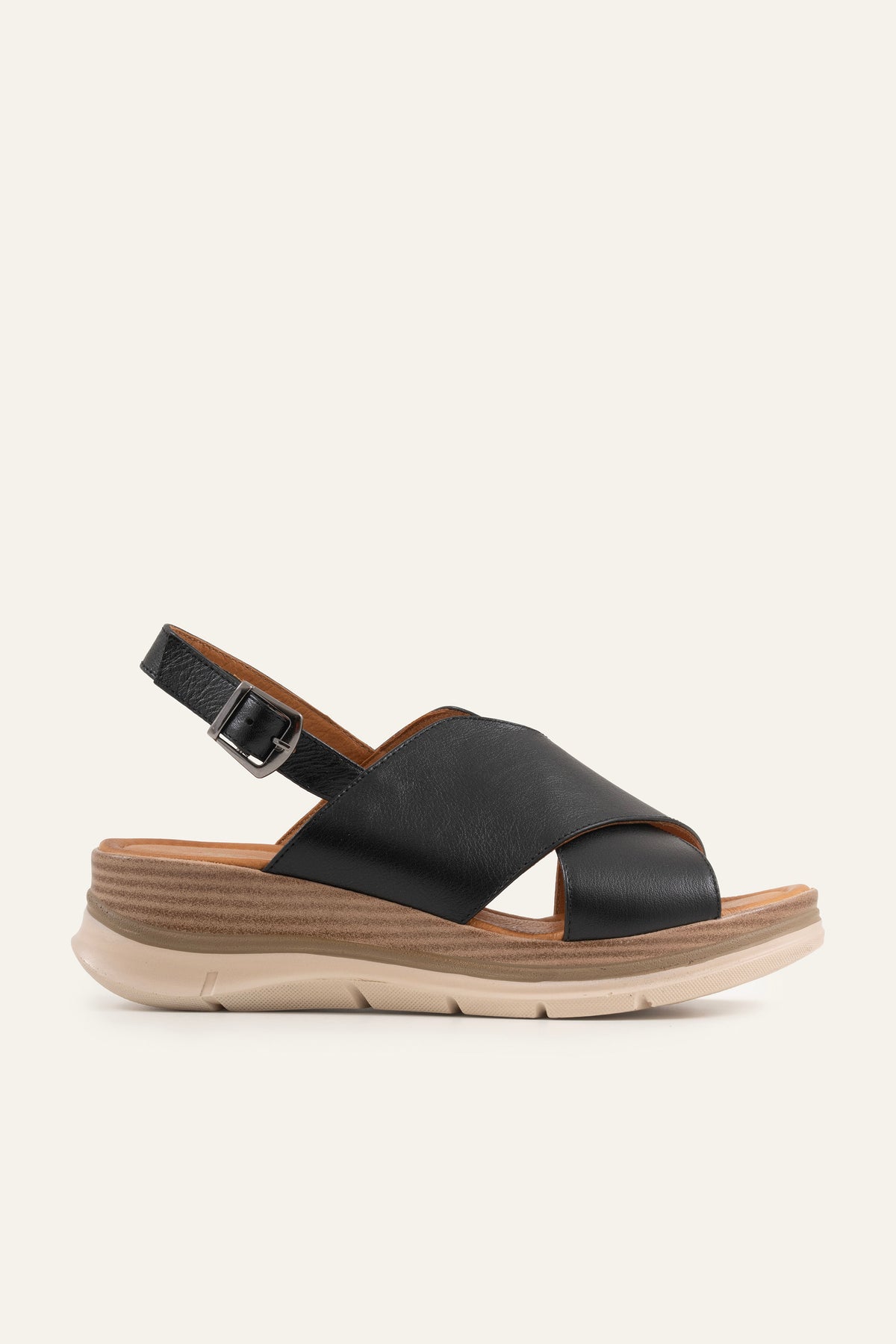 Garda Genuine Leather Women Wedge Sandals Black - view 1