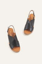 Garda Genuine Leather Women Wedge Sandals Black - view 4