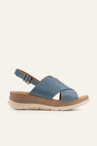 Garda Genuine Leather Women Wedge Sandals Blue - view 1