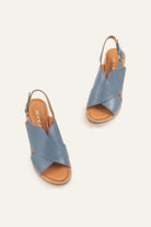 Garda Genuine Leather Women Wedge Sandals Blue - view 2
