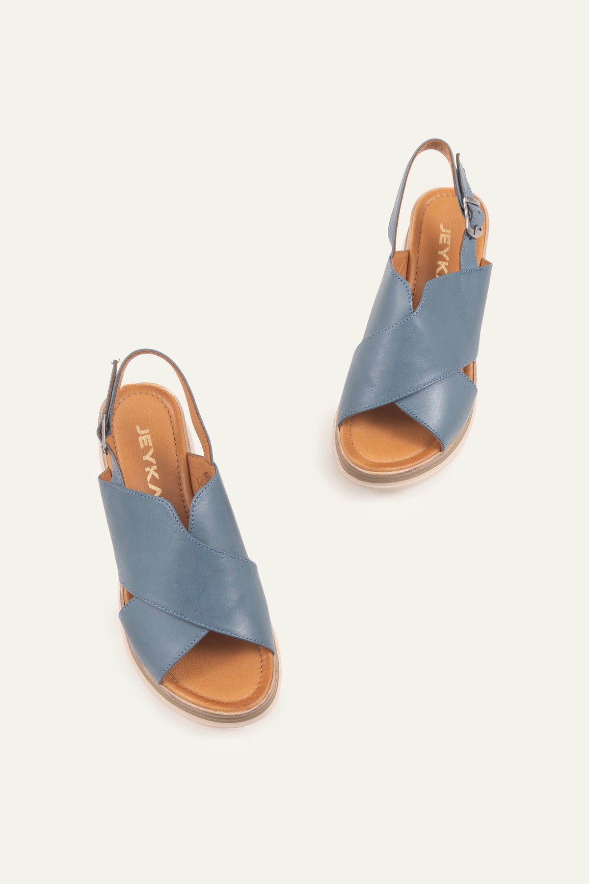 Garda Genuine Leather Women Wedge Sandals Blue - view 2