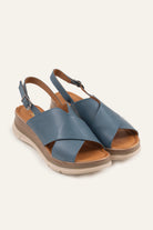 Garda Genuine Leather Women Wedge Sandals Blue - view 3