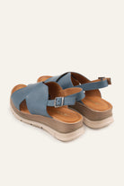 Garda Genuine Leather Women Wedge Sandals Blue - view 4