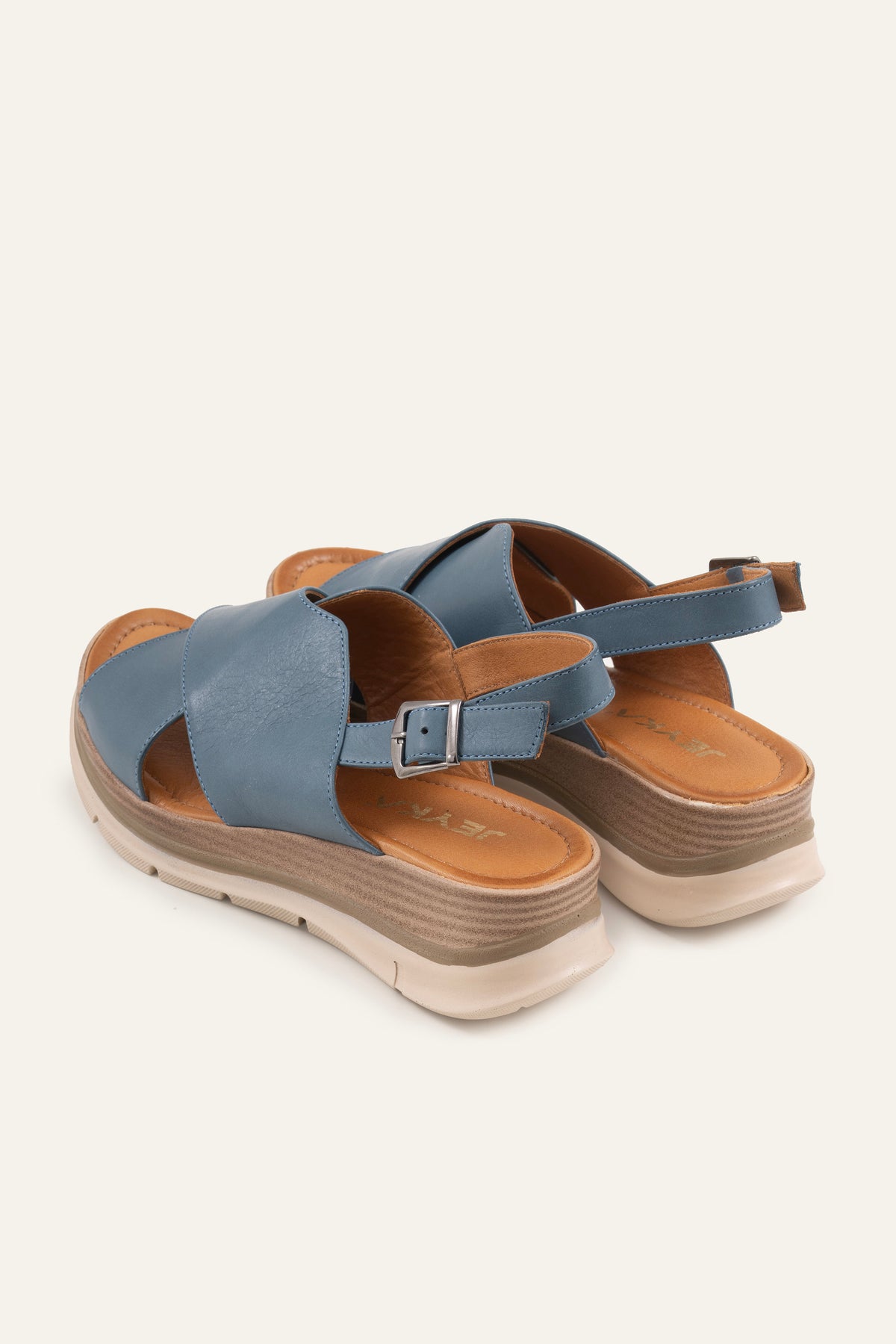 Garda Genuine Leather Women Wedge Sandals Blue - view 4