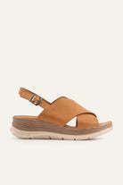 Garda Genuine Leather Women Wedge Sandals Tan - view 1