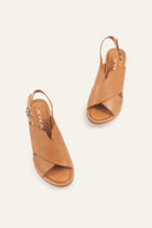 Garda Genuine Leather Women Wedge Sandals Tan - view 2