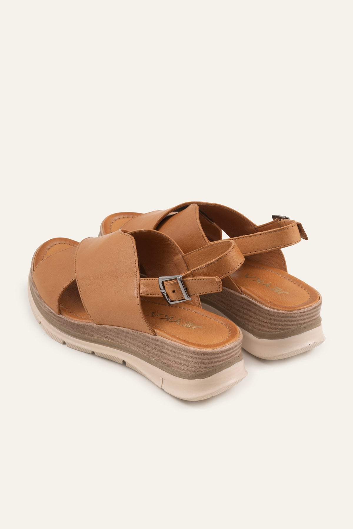 Garda Genuine Leather Women Wedge Sandals Tan - view 4
