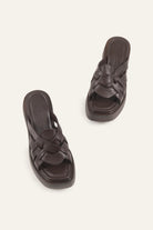 Ischia Genuine Leather Women Platform Slides Dark Brown - view 4