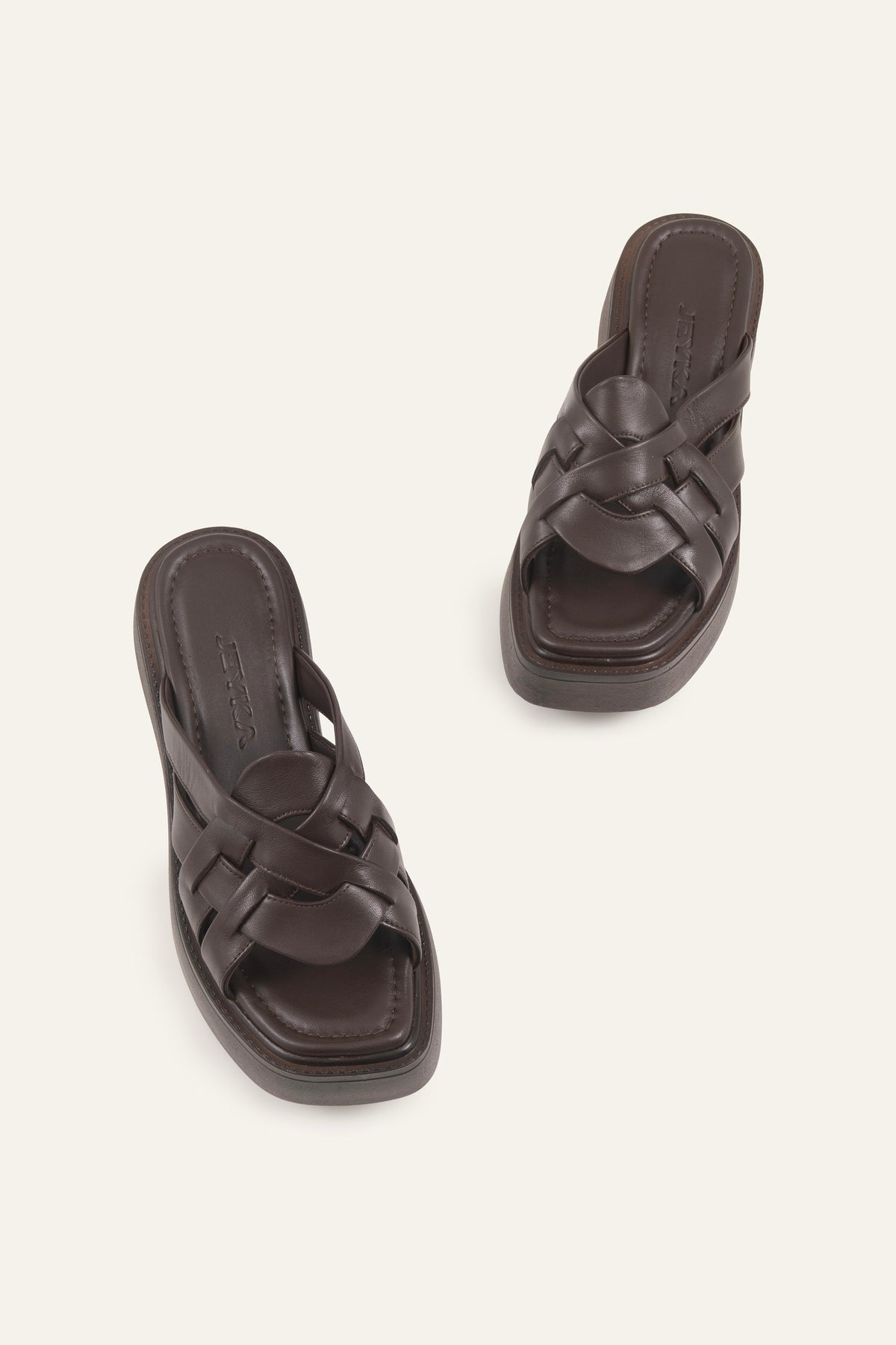 Ischia Genuine Leather Women Platform Slides Dark Brown - view 4