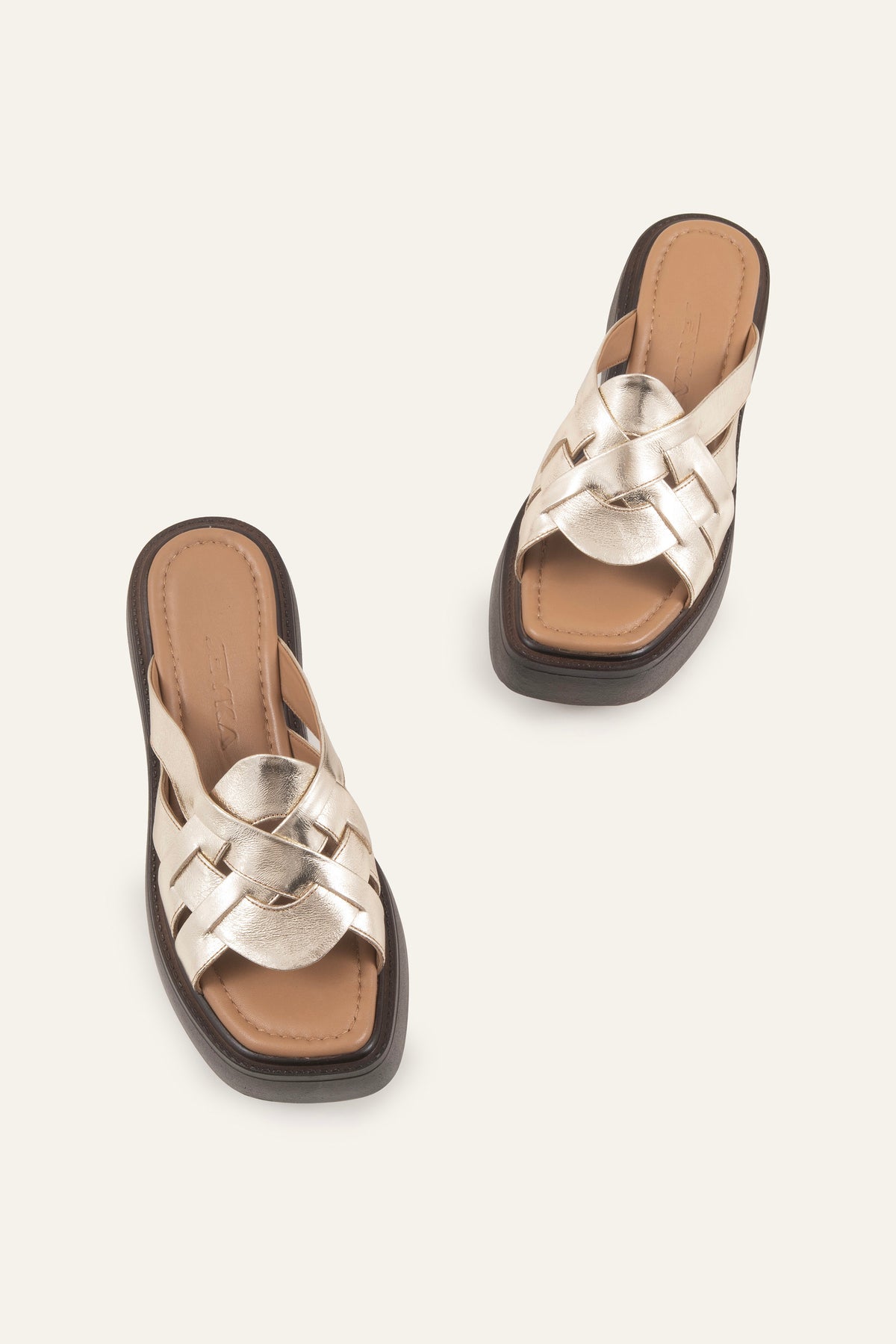 Ischia Genuine Leather Women Platform Slides Gold - view 4